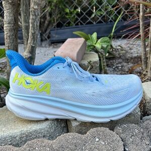 Hoka One One Clifton 9 Wide Men's Running Shoes Blue White Size 10.5 (2E Wide)